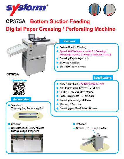 CP375A Creasing & Perforating Bottom Suction